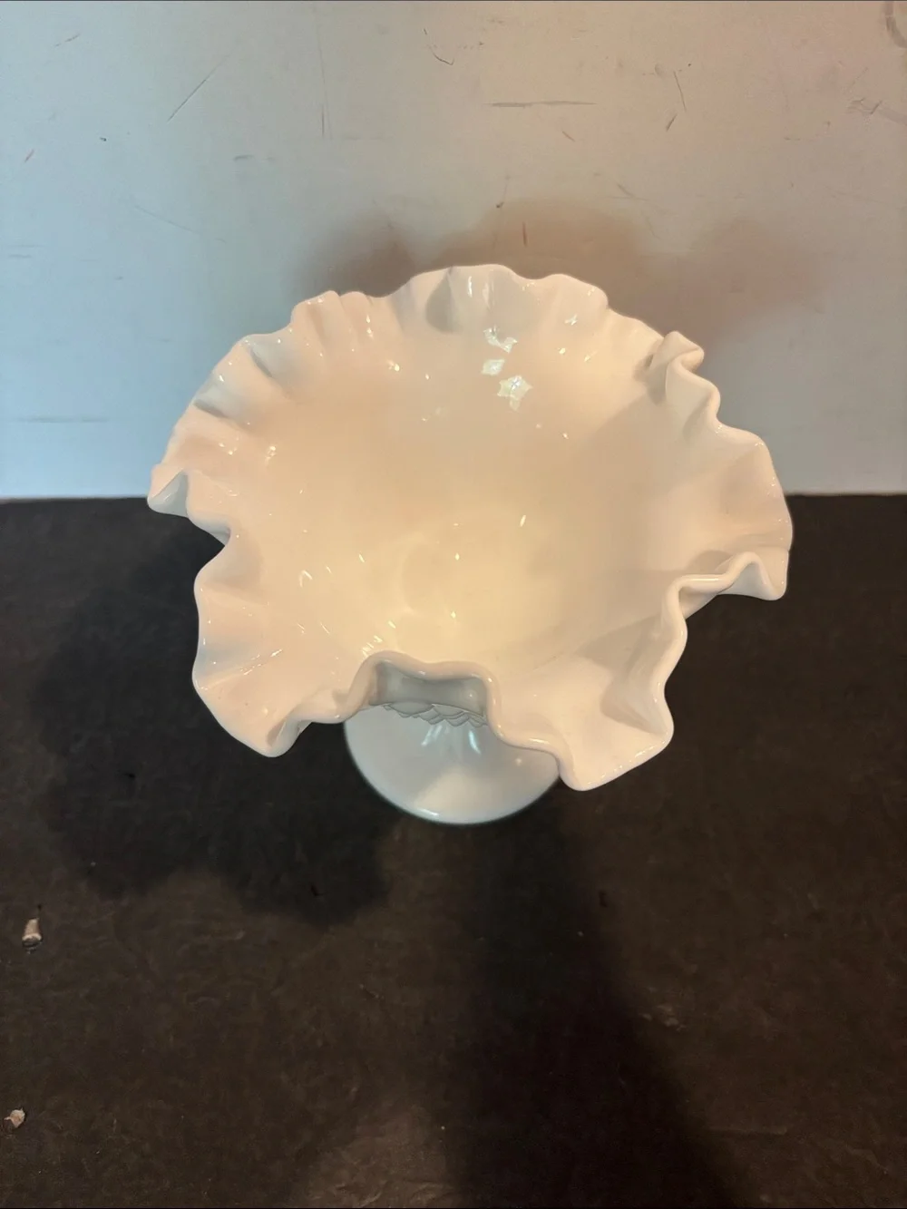Fenton 3728 White Hobnail Milk Glass Round Double Crimp Compote Dish